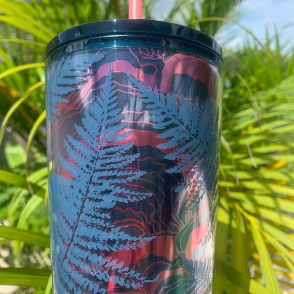 Starbucks Ocean Woodland Fern Tumbler Cold Cup 24oz New Fall 2022 Rose Gold Foil - Picture 12 of 16